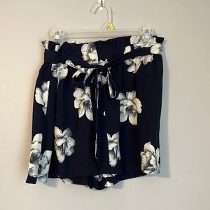 Coral navy flowing shorts.